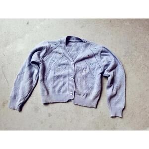 Light Blue Women's Embroidered Cardigan Sweater